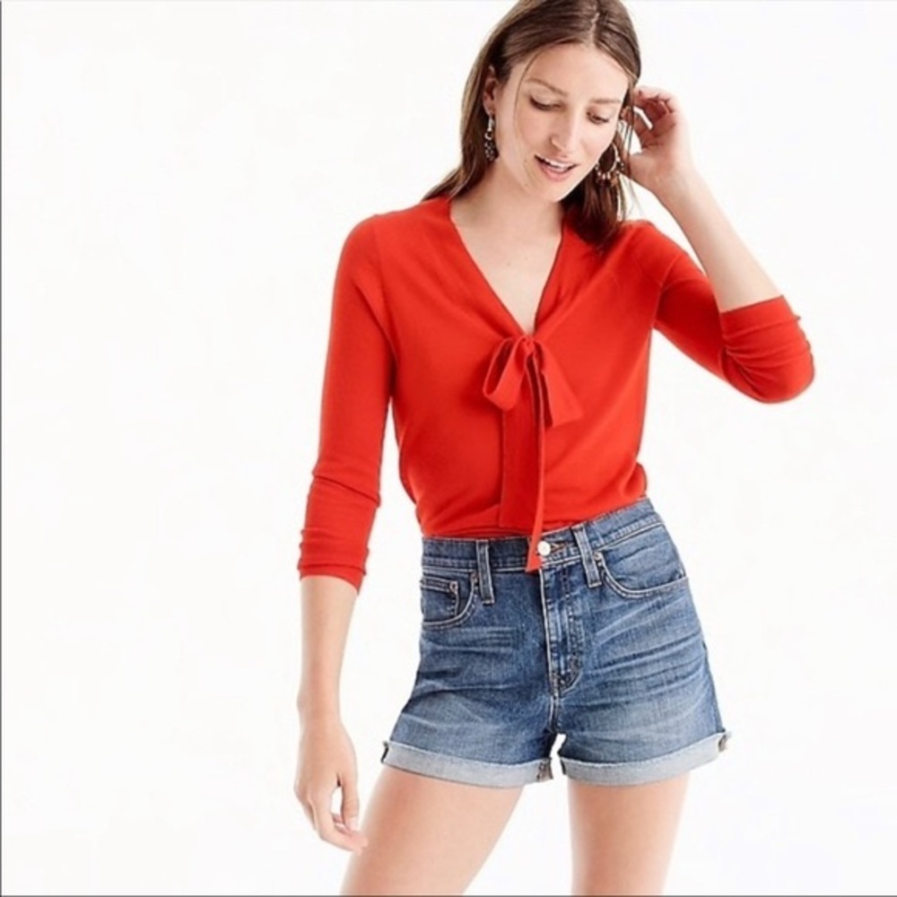 J. Crew Tie Neck Bow Preppy Knit Top